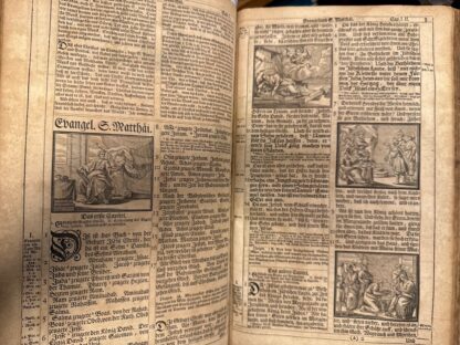 <b>Ittig [Ed.], Thomas und Martin [Übers.] Luther.</b><br />Biblia, Das ist Die gantze Heilige Schrifft, Alten und Neuen Testaments : Teutsch übersetzet von Martin Luther ; Mit dem Anhang des dritten und vierdten Buchs Esrä, und dritten derer Maccabäer, Nebst Vierhundert in Holtz geschnittene eingedruckte Figuren ... So ist auch diese Edition mit nöthigen Summarien und nützlicher Erklärung jedes Capitels, ordentlicher Anweisung zu Sonn- und Fest-tägigem Gebrauch, auch durchgehends mit sehr vielen Mariginal-Concordantien vermehret; Mit Approbation der hochlöbl. Theologischen Facultät zu Leipzig, und einer Vorrede Herrn D. Thomä Ittigs, Theol. P. P. und Supperintend. – Bild 4