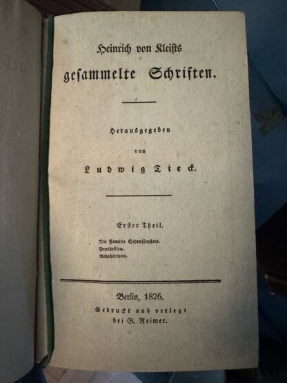 <b>Kleist, Heinrich von.</b><br />Gesammelte Schriften. Herausgegeben von Ludwig Tieck. – Bild 2