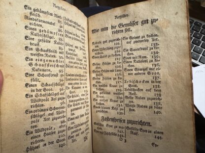 <p class="headtitle">Das beste deutsche Kochbuch des 18. Jahrhunderts.</p><b>Neubauer, Jean.</b><br />Neues Kochbuch, bestehend in ganz Ordinairen oder auf burgerliche Art zubereiteten Fleisch- und Fastenspeisen, es lehrnet: wie man solche ohne viele Kösten jedoch von gutem Geschmack zubereiten kann. – Bild 3