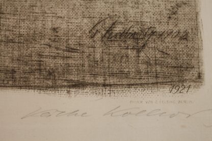 <p class="headtitle">Kollwitz Losbruch SIGNIERT</p><b>Kollwitz, Käthe.</b><br />Losbruch. Originalradierung aus dem Zyklus Bauernkrieg von 1902/03. Blatt 5 aus dem Zyklus `Bauernkrieg`. Radierung auf Kupferdruckkarton.