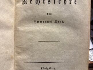 <p class="headtitle">Eine bloß empirische Rechtslehre ist (wie der hölzerne Kopf in Phädrus Fabel) ein Kopf, der schön sein mag, nur schade! dass er kein Gehirn hat. (RL, VI, 230)</p><b>Kant, Immanuel.</b><br />Metaphysische Anfangsgründe der Rechtslehre von Immanuel Kant.
