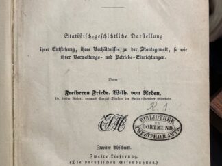 <b>Reden, Freiherr Friedr. Wilh von.</b><br />Die Eisenbahnen Deutschlands. Erste Abtheilung, zweiter Abschnitt, 2. und 3. Lieferung in 2 Bänden.