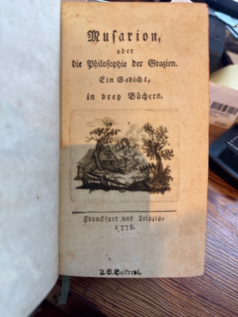 <b>Wieland, Christoph Martin.</b><br />Musarion, oder die Philosophie der Grazien. Ein Gedicht, in drey Büchern. – Bild 3