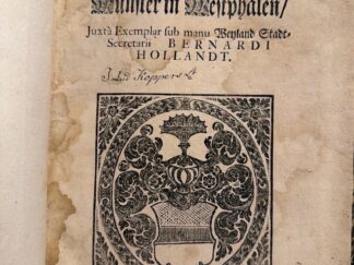 <p class="headtitle">Polizei-Ordnung für Münster</p><b>Hollandt, Bernardus.</b><br />Policey-Ordnung der Haupt- und Residentz-Stadt Münster in Westphalen: Juxtà Exemplar sub manu Weyland Stadt-Secretarii Bernardi Hollandt.