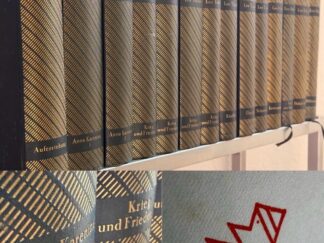 <b>Tolstoi, Leo.</b><br />Gesamtausgabe in 14 Bänden: Bd. I: Auferstehung. Roman. Aus dem Russischen von Ilse Frapan;   Bde. II/III: Anna Karenina. Aus dem Russischen von Arthur Luther;   Bde. IV bis VII: Krieg und Frieden. Aus dem Russischen von Erich Boehme;   Bd. VIII: Kindheit, Knabenjahre, Jugendzeit. Aus dem Russischen von Eva Luther;   Bd. IX: Der Überfall und andere Erzählungen. Aus dem Russischen von Arthur Luther;   Bd. X: Der Schneesturm und andere Erzählungen. Aus dem Russischen von Eva Luther;   Bd. XI: Der Leinwandmesser und andere Erzählungen. Aus dem Russischen von Arthur Luther, Erich Müller und August Scholz;   Bd. XII: Hadschi Murat und andere Erzählungen. Aus dem Russischen von Erich Boehme, Erich Müller und August Scholz;   Bd. XIII: Herr und Knecht. Volkserzählungen. Aus dem Russischen von Erich Boehme;   Bd. XIV: Bühnenwerke. Aus dem Russischen von August Scholz.