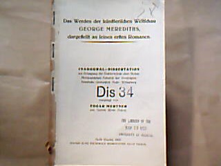 <b>Mertner, Edgar.</b><br />Das Werden der künstlerischen Weltschau George Merediths, dargestellt an seinen ersten Romanen.