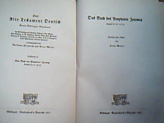 <b>Weiser, Artur.</b><br />Das Buch des Propheten Jeremia. Kapitel 25,15-52,34. übersetzt und erklärt von Artur Weiser.