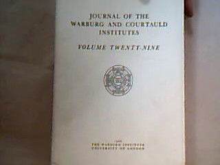<b>Gombrich (Ed.) e.a., E.H.</b><br />Journal of the Warburg and Courtauld Institutes. Volume Twenty-Nine (29)