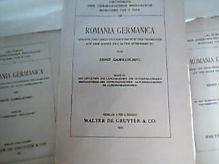 <b>Gamillscheg, Ernst.</b><br />Romania Germanica- Sprach- und Siedlungsgeschichtliche der Germanen auf dem Boden des alten Römerreiches Band 1 zu den ältesten Berührungen ziwschen Römern und Germanen. Die Franken. Die Westgoten. Band Die OStgoten. Die Langobarden. Die Altgermanischn Bestandteile des Ostromanischen. Altgermanisches im Alpenromanischen im Alpenromanischen
