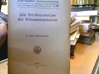 <b>Mannheim, Karl.</b><br />Die Strukturanalyse der Erkenntnistheorie