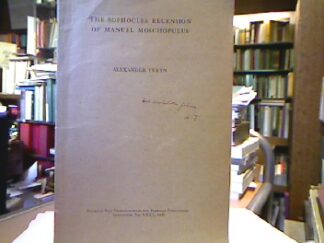 <b>Turyn, Alexander.</b><br />The Sophocles Recension of Manuel Moschopulus.