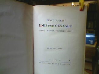 <b>Cassirer, Ernst.</b><br />Idee und Gestalt.