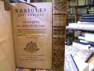 <b>Bar, Georg Ludwig von.</b><br />Babioles Litteraires & Critiques en Verse et en Prose.