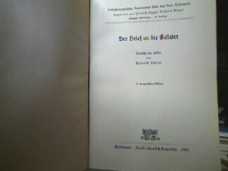 <b>Schlier, Heinrich [Übers. u. Erl.].</b><br />Der Brief an die Galater.