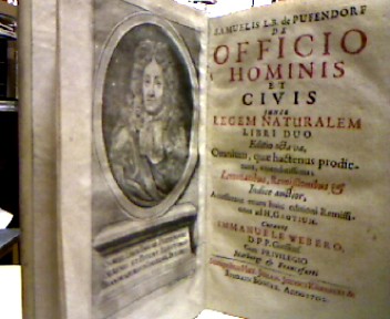 <b>Pufendorf, Samuel Freiherr v.</b><br />(Samuelis L.B. de Pufendorf) De officio Hominis et Civis juxta Legem Naturalem Libri Duo.