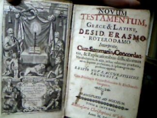 <b></b><br />Novum Testamentum, Graece & Latine Desid. Erasmo Roterodamo Interprete, Cum Summariis, Concordantiis, & Explicationibus difficiliorum vocabulorum, & aliis, in hac editione praestitis, uti ex sequenti praefatione, & ipsius operis impressione apparet.