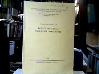 <b>Zucker, Friedrich.</b><br />Der Stil des Gorgias nach seiner inneren Form.
