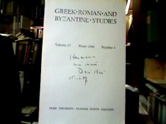 <b>Stanley, Keith [ed.].</b><br />Greek, Roman and Byzantine Studies. Vol. 27, Number 4[pages 331-444].