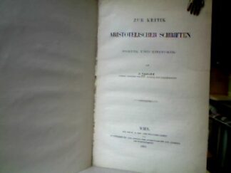 <b>Vahlem, J.</b><br />Zur Kritik Aristotelischer Schriften (Poetik und Rhetorik).