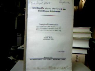 <b>Weber, Rudolf.</b><br />Die Begriffe megethos (graece) und hypsos (graece) in der Schrift vom Erhabenen.