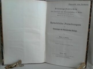 <b>Arnim von, Hans.</b><br />Sprachliche Forschungen zur Chronologie der Platonischen Dialoge.