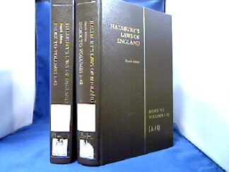 <b>Hailsham, Lord.</b><br />Halsbury`s Laws of England. Index to Volumes 1 to 42. - 2 Bände: A-H + I-Z.