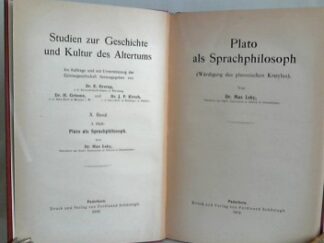 <b>Leky, Max.</b><br />Platon als Sprachphilisoph. (Würdigung des platonischen Kratylus).