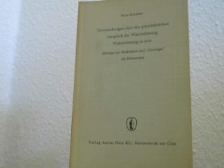 <b>Krausser, Peter.</b><br />Untersuchungen über den grundsätzlichen Anspruch der Wahrnehmung, Wahrnehmung zu sein. (Beiträge zur Deskription und "Ontologie" der Erkenntnis).
