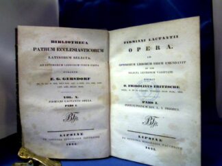 <b>Lactantius, Lucius Caelius Firmianus.</b><br />Firmiani Lactantii Opera. Ad Optimorum Librorum Fidem emendavit et cum Selecta Lectionum Varietate edidit O. Fridolinus Fritzsche. 2 Teile in 1 Band.