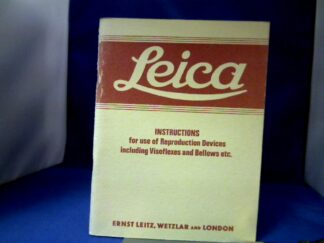 <b>Leitz Wetzlar und London.</b><br />Leica. Instructions for use of Reproduction Devices including Visoflexes and Bellows etc.