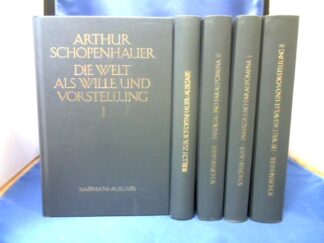 <b>Schopenhauer, Arthur.</b><br />Werke in 4 Bänden (von 5) + Beibuch = 5 Bände. Nach den Ausgaben letzter Hand hrsg. von Lutger Lütgehaus. Es fehlt der 3. Band mit den kleineren philosophischen Schriften!