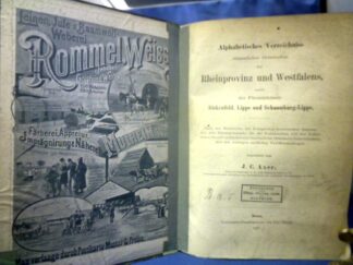 <b>Axer, J.C.</b><br />Alphabetisches Verzeichniss sämmtlicher Ortschaften der Rheinprovinz und Westfalens, sowie der Fürstenthümer Birkenfeld, Lippe und Schaumburg-Lippe.