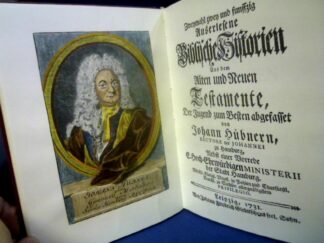 <p class="headtitle">Von Hand koloriertes Exemplar!</p><b>Hübner, Johann (Verfasser) und Rainer (Herausgeber) Lachmann.</b><br />Zweymahl zwey und funffzig auserlesene biblische Historien aus dem Alten und Neuen Testamente : d. Jugend zum Besten abgefasset.