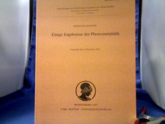 <b>Berger, Hermann (Verfasser).</b><br />Einige Ergebnisse der Phonemstatistik.