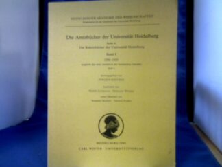<b>Miethke, Jürgen (Herausgeber) und Heiner (Mitwirkender) Lutzmann.</b><br />Libri actorum Universitatis Heidelbergensis; Teil: Ser. A,, Acta Universitatis Heidelbergensis = Die Rektorbücher der Universität Heidelberg.