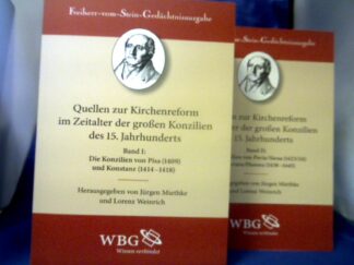 <b>Miethke, Jürgen (Herausgeber) und Lorenz (Übers.) Weinrich.</b><br />Acta ad ecclesiam in generalibus saeculi XV. conciliis reformandam spectantia = Quellen zur Kirchenreform im Zeitalter der großen Konzilien des 15. Jahrhunderts. 2 Bände. Lateinisch-Deutsch.