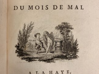 <p class="headtitle">Chef d`oeuvre du XVIIIe siecle</p><b>Dorat, C.J. und C. Eisen (Ill.).</b><br />Les Baisers, Précédés du mois de Mai, Poëme.