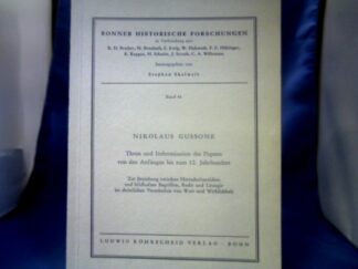 <b>Gussone, Nikolaus.</b><br />Thron und Inthronisation des Papstes von den Anfängen bis zum 12. Jahrhundert. Zur Beziehung zwischen Herrschaftszeichen u. bildhaften Begriffen, Recht u. Liturgie im christl. Verständnis von Wort u. Wirklichkeit.