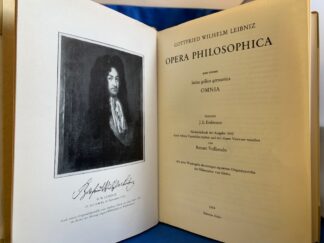 <b>Leibniz, Gottfried Wilhelm und Johannes Eduard Erdmann [ed.].</b><br />God. Guil. Leibnitii Opera Philosophica quae extant Latina Gallica Germanica omnia. (Faksimiledruck der Ausgabe 1840 durch weitere Textstücke ergänz und mit einem Vorwort versehen von Renate Vollbrecht