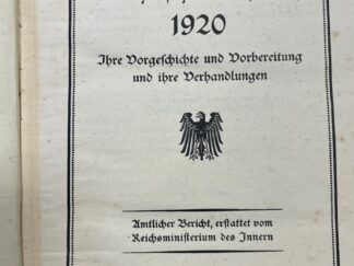 <b>Reichsministerium des Innern (Hg.).</b><br />Die Reichsschulkonferenz 1920. Ihre Vorgeschichte und Vorbereitung und ihre Verhandungen.