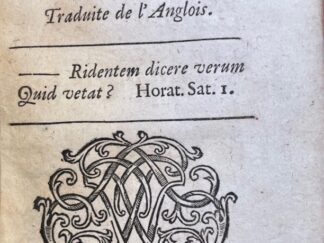 <b>Shaftesbury, Anthony Ashley Cooper, 3. Earl of und Robert Hunter [Transl.].</b><br />Lettre Sur L`Entousiasme / Traduite de l`Anglois.
