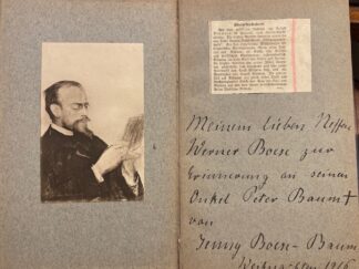 <p class="headtitle">Mit handschriftlichen Widmung der Witwe von Peter Baum</p><b>Baum, Peter.</b><br />Schützengrabenverse.