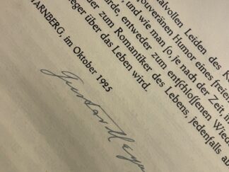 <p class="headtitle">Von Gustav Meyrink signiert.</p><b>Weisflog, Carl und Gustav Meyrink.</b><br />Das große Los. In etzlichen anmutigen Historien. Hrsg. und mit Nachwort von G.Meyrink.