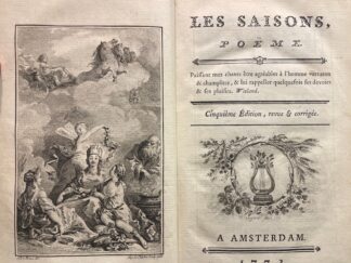 <b>Saint-Lambert, J.F. de.</b><br />Les saisons. Poëme. Deuxieme partie: L`Abenaki, Sara Th. Ziméo. Contes. Pieces fugitives. Fables orientales.