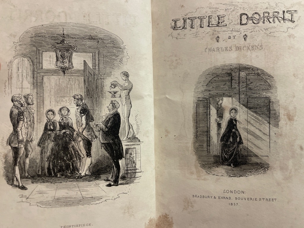 <p class="headtitle">First Edition, first issue.</p><b>Dickens, Charles.</b><br />Little Dorrit.
