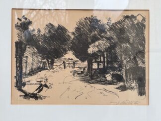 <b>Corinth, Lovis.</b><br />Bauernhof. Original-Lithographie auf Bütten. Signiert.