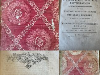 <p class="headtitle">Wiederbelebung Ertrunkener.</p><b>Redlich, Johann Christian Wilhelm.</b><br />De Svbmersorvm [Submersorum] Resvscitatione / Venia Gratiosi Medicorvm Ordinis Pro Gradv Doctoris D. XXVII. Maii MDCCLXXIV. Dispvtat Ioannes Christianvs Gvilielmvs Redlich Lvccavia-Lvsatvs Medicinae Baccalavrevs