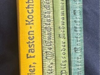 <p class="headtitle">Sammlung von 4 sehr hübschen und seltenen Kochbüchern von M. Buchmeier:</p><b>Buchmeier, Marie.</b><br />1. Neues Fasten-Kochbuch. 522 Original-Rezepte; 2. Neues Kochbuch für Weihnachtsbäckereien. 230 Originalrezepte.; 3. Neues Kartoffelkoch. 169 Original-Rezepte.; 4. Neues Pilz- oder Schwammerl-Kochbuch. 218 Originalrezepte für Schwammerlsuppe, Schwammerlklöse, Saucen, Pürees, Eier-, Fleisch- und Fisch-Speisen, Gemüse usw.