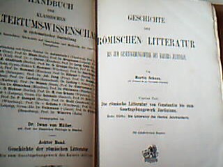 <b>Schanz, Martin.</b><br />Geschichte der römischen Litteratur bis zum Gesetzgebungswerk des Kaisers Justinian. T. 1: Die römische Litteratur in der Zeit der Republik. H. 1: Von den Anfängen der Litteratur bis zum Ausgang des Bundesgenossenkriegs