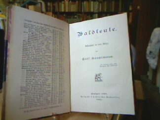 <b>Hauptmann, Carl.</b><br />Waldleute . Schauspiel in vier Akten